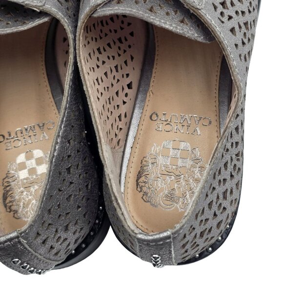 Women's - Vince Camuto Lesta Silver Metallic Leather Oxford Flats, Size 6 - Picture 6 of 8